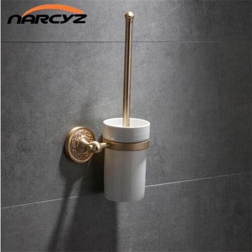 Bathroom accessories New Brushed Gold Brass bathroom hardware Pendant Toilet cup brush Ceramic Bathroom accessories 9269K