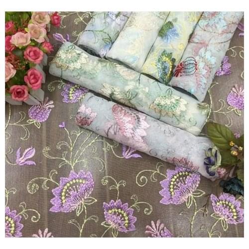 Baolian petal embroidered mesh fabric childrens embroidered fabric lace fabric