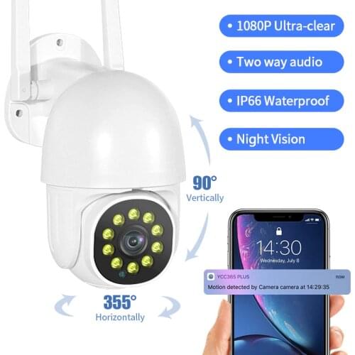 1080P PTZ Mini IP Camera Outdoor Speed Dome Wireless Wifi Security Cctv Camera Digital Zoom 2MP Home Surveillance with Power