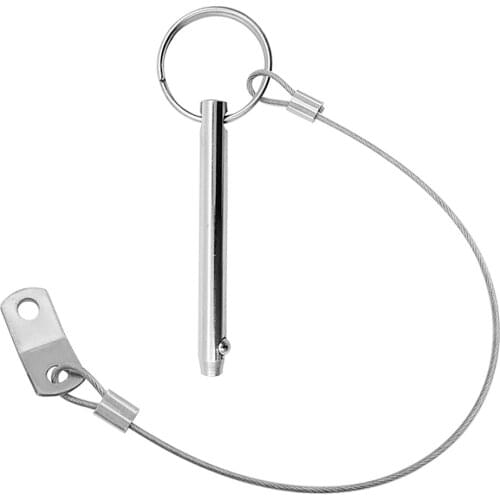 QUICK RELEASE Pin 5 / 16 " X 3 " w / Lanyard Stainless Steel Bimini Marine