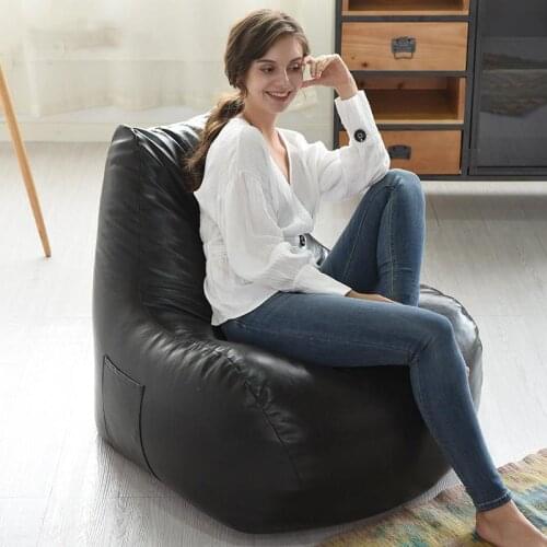 Croker Horse Big Size Pu Leather Lazy Sofa Bean Bag Solid Chair Covers Without Filler/Inner Puff Couch Tatami for Living Room