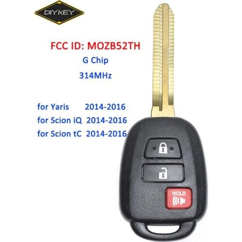 DIYKEY for Toyota Scion tC iQ Yaris FCC: MOZB52TH New Flip Folding 314MHz with G Chip Smart Remote Car Key Fob 2+1 Button