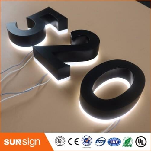 H 25cm Factory Outlet back lit Stainless steel LED Home number, house number, 3D led doorplate number