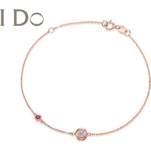 I Do 2021 trend Bracelet Fine Jewelry Diamond and Ruby For Women Gift New Year Round Shape