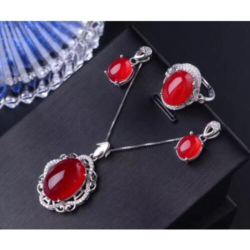 Natural crystal Topaz Ring Pendant Bracelet Earring inlaid pulp alive 925 silver jewelry four suit