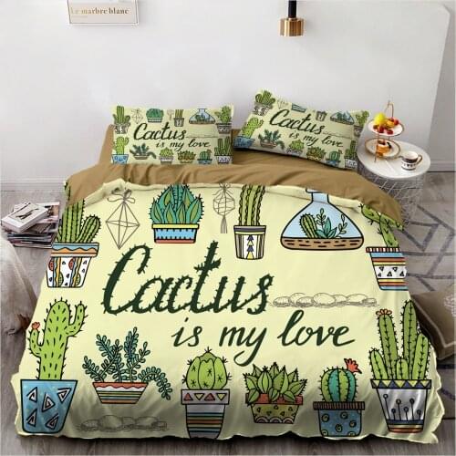 3D Digital Printed Tropical Cactus Bedding Set Cartoon Duvet Cover Twin Double King Size Bed Cover Set Home Bed Quilt Cover