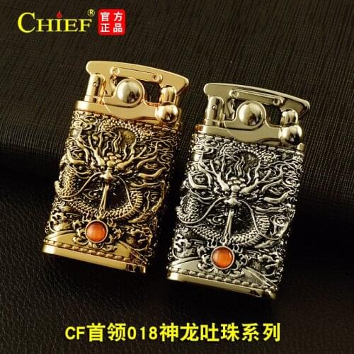 Luxury 3D Chinese Dragon Metal Carving Lighter Retro Metal Weel Kerosene Lighters Unique Gasoline Lighter Men Smoking Lighter