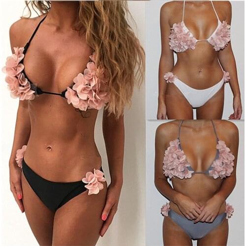 Sexy Bikinis 2020 New Flower Swimwear Bikini Bandage Swimsuit Thong Bikini Set Female Bathers Wear Swimming Push Up Bikini