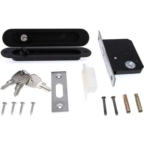 LWZH 7.1"Sliding Door Lock Invisible Recessed Handle Latch with 3 Keys Interior Wood Door Mortise Lock Patio Door Lock Hardware