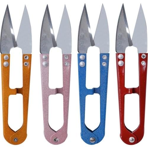 4 pair Multicolor Trimming Sewing Scissors Nippers U Shape Clippers Yarn Stainless Steel Embroidery craft Scissors Tailor
