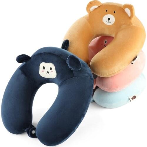 Cartoon U-shaped pillow slow rebound memory foam travel office airplane car neck pillow cervical pillow