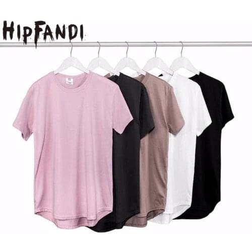 2019 Summer Pure T-shirt pink black Wholesale Extended Long T shirt Mens Hip Hop New design Street Men Cheap T shirt