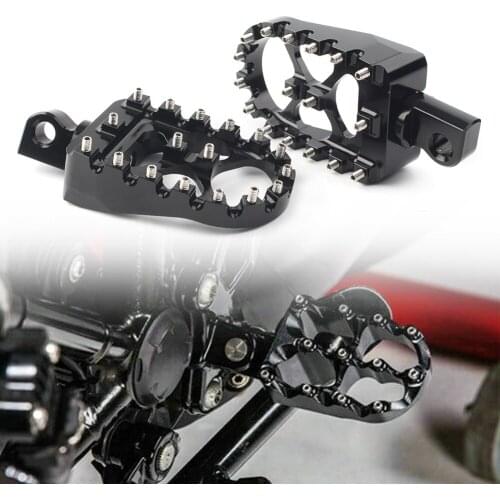 MX Style Motorbike Footpegs Wide Foot Peg For Harley Davidson Dyna Sportster Iron 883 1200 XL883 XL1200 Fatboy Bobber