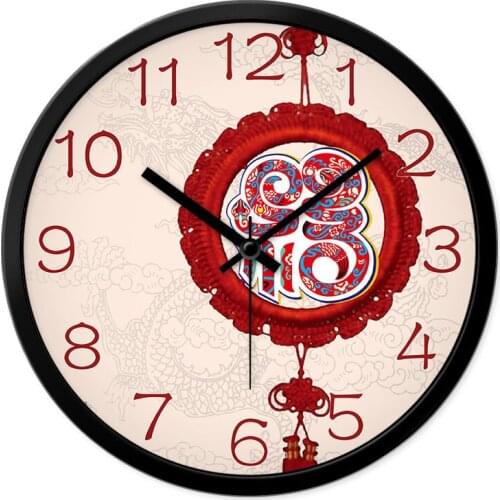 Wall clock, living room, creative bedroom, silent clock, quartz clock, modern minimalist art wall clock, Chinese knot