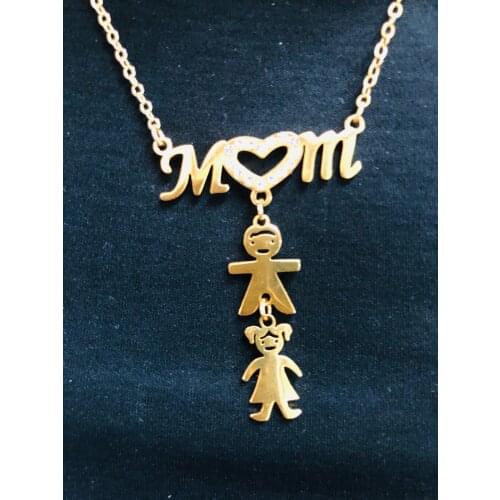 Personalized Stainless Steel Custom Feet Baby MOM Necklaces With Crystal For Women Customized Nameplate Name Necklace Jewelry Fa