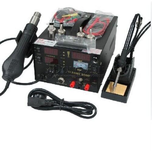 Soldering Station 3 in 1 Saike 909D 110V or 220V Saike 909D Rework Station & hot air gun 250x185x175mm Free shipping