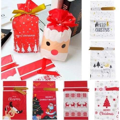 Merry Christmas Gift Bags Santa Claus Elk Xmas Tree Candy Bags Christmas Decorations for Home Navidad 2020 New Year Party Bags