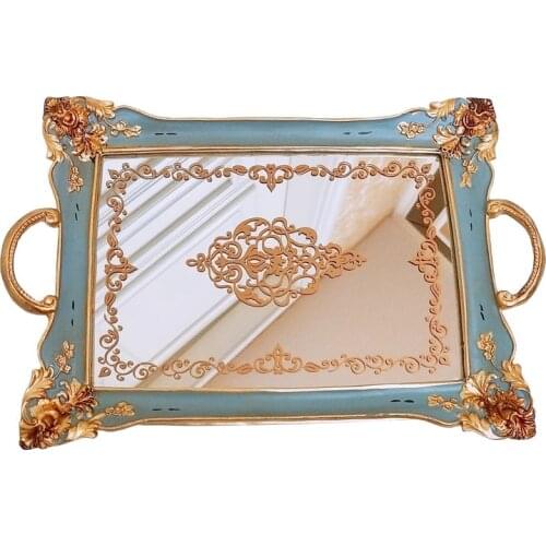 Rectangle Resin Mirror Jewelry Dish Dessert Cake Plate Kitchen Organization Storage Trays Cosmetics Wedding Ring Tray Crafts
