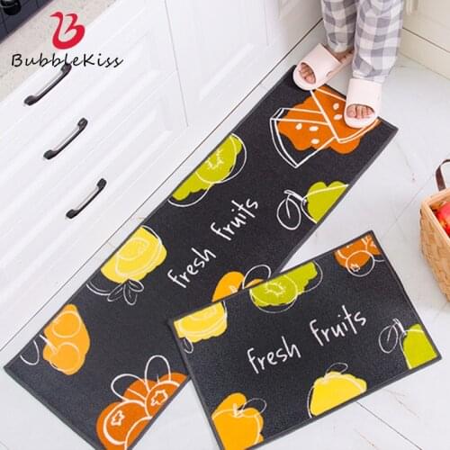 Bubble Kiss Kitchen Carpet Creativity Fruit Pattern Rug Home Entrance Door Mat Absorbent Long Strip Kitchen Mat Oil-Proof Carpet