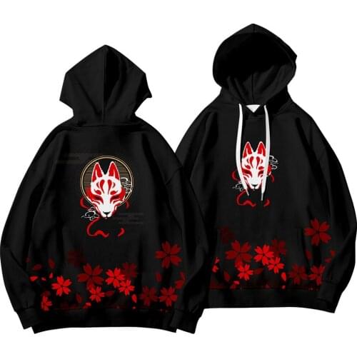 Fox Printed Black Couple Women Men Pullover Hoodies Harajuku Streetwear Fashion Casual Sweatshirt Oversize 6XL