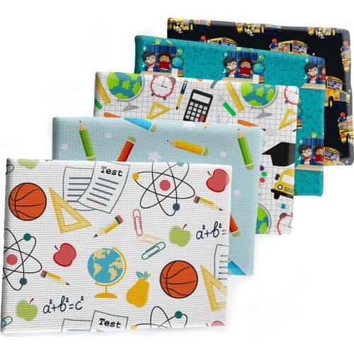 Back to School Pattern Printed Bullet Textured Liverpool Patchwork Tissue Kids home textile 50*145cm
