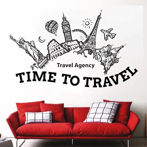 Travel Agency Office Words Voyage Wall Decal Sticker Bedroom Journey Art Wall Stickers Vinyl Decals Home Mural Removable DK-134