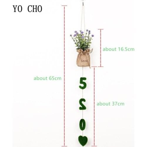YO CHO 1PC Four Models Artificial Flower For Home Wall Hanging Potted Letters Decorative DIY Fake Grass Plant Home Office Decor