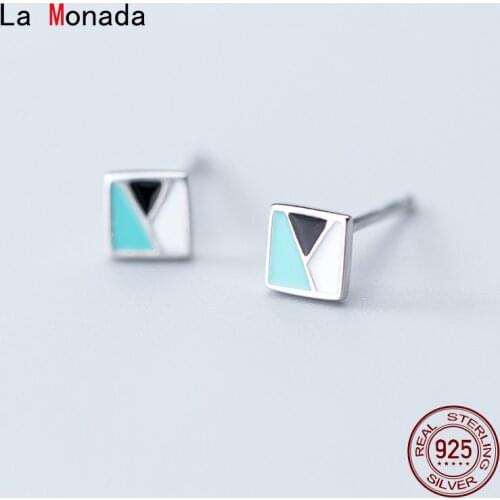 La Monada Korean Minimalist Stud Women Earrings Silver 925 Square Geometry Fine In Jewelry Silver 925 Stud Earrings For Women