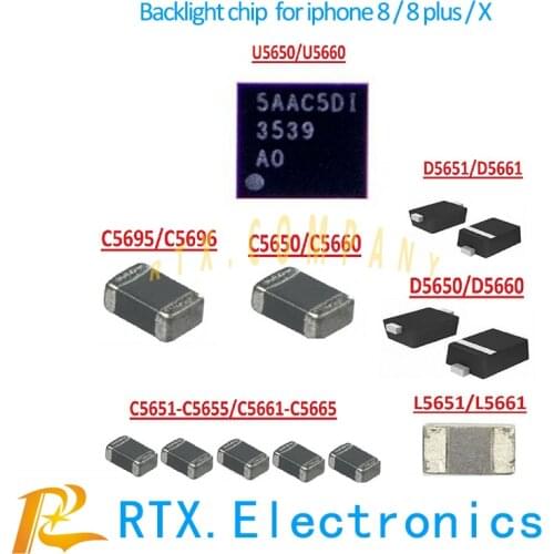 1set(11pcs) For IPhone 8 8Plus X Backlight IC solutions Kit U5660+Coil C5696 C5660+Diode D5660+Capacitor C5651-C5655 Filt L5661