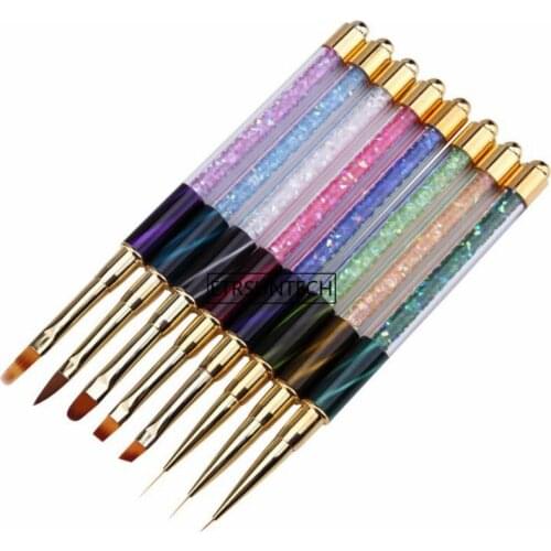 100pcs Nail Art Brush Pen Rhinestone Cat Eye Acrylic Handle Carving Painting Gel Nail Extension Manicure Liner pen F3278