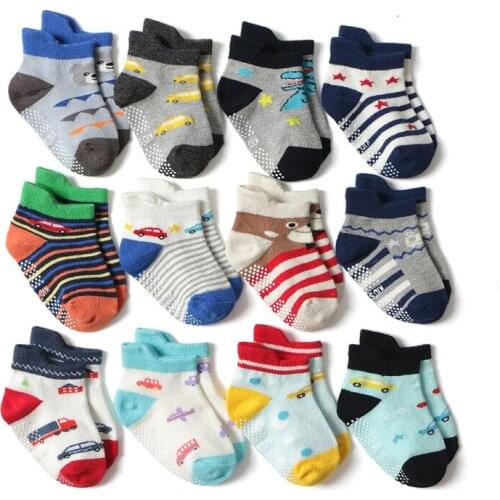 12pairs/lot Cotton Baby Floor Socks Boy Gril Child Short Socks Non-Slip Baby Socks 1-3 years