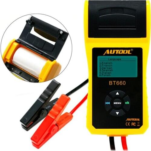 12V/24V Vehicle Car Battery System Tester Built-in Thermal Printer Multi-Language Car Repair Diagnostic Tool Battery Tester