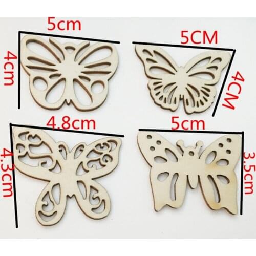 50mm Or so Natural wooden The butterfly Scrapbooking Carft for Home decoration 10pcs