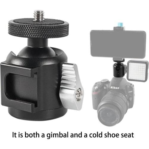 Aluminum Mini Ball Head Lightweight and Flexible Cold Shoe Adapter For DSLR SLR Camera with Arca Quick Release Plate New