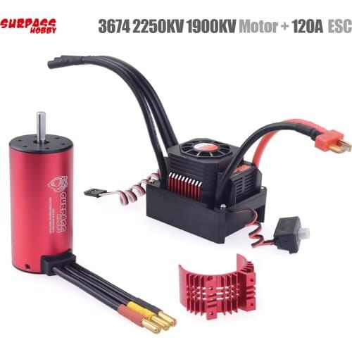 Surpass Hobby 3674 2250KV1900KV Brushless Motor +120A Waterproof Brushless Esc 2-3S For 1/8 Rc Models Buggy Drift Car