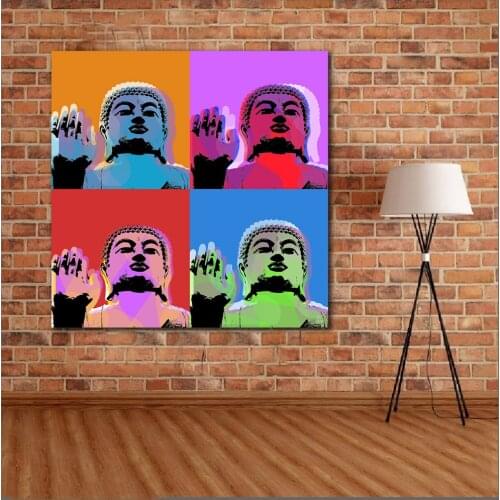 Large size Printing Oil Painting Buddha Pop Art wall art canvas prints pictures for living room and bedroom No Frame colorful
