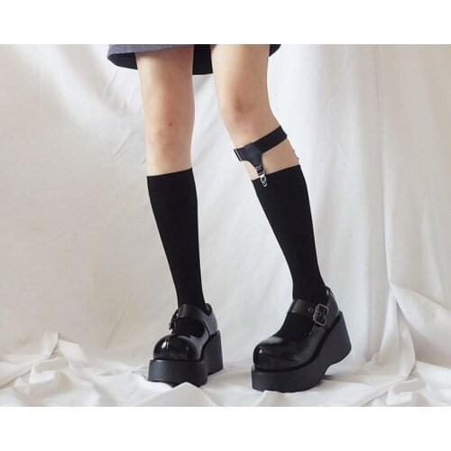 Slip-proof hosiery with sexy leg ring stockings Japanese cos dark punk agent JK uniform calf stockings cosplay clip leg clamp