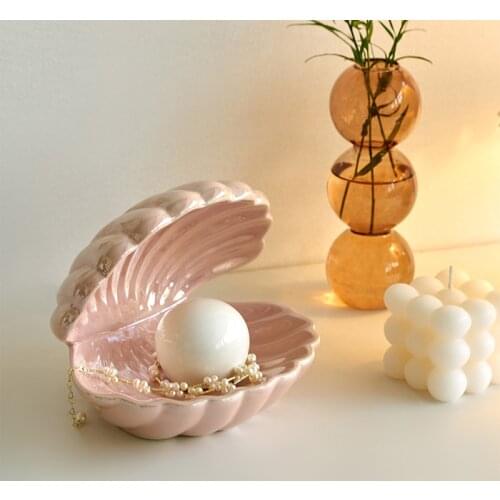 CuteLife Ins Shell Ceramic White Storage Box Bathroom Make Up Jewelry Organizer Box Personal Office Desktop Lipstick Small Box