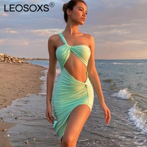 Elegant Bodycon Sleeveless Knee Length Beach Dress for Women Summer Sexy Party Fashion High Split Backless Dresses Ladies 2021