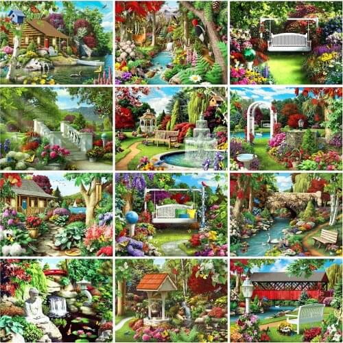 Evershine Diamond Painting Garden 5D DIY Full Square Diamond Embroidery Landscape Rhinestones Mosaic Cross Stitch Kit Home Decor