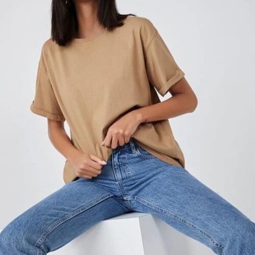 Harajuku Oversized T Shirt Womens Summer Casual Fashion Loose Korean Simplicity Solid Color T Shirt Tops Female Women Clothes