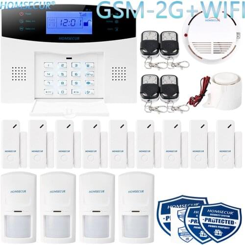 HOMSECUR Wireless&Wired WIFI SMS Autodial Burglar Alarm System+4*PIR+Door Sensor