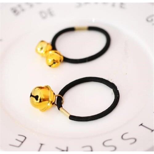 Kawaii Gold Bell Pendant Hair Circle Sweet Lolita Hair Rope Womens Cosplay Headwear Hair Accessory D312