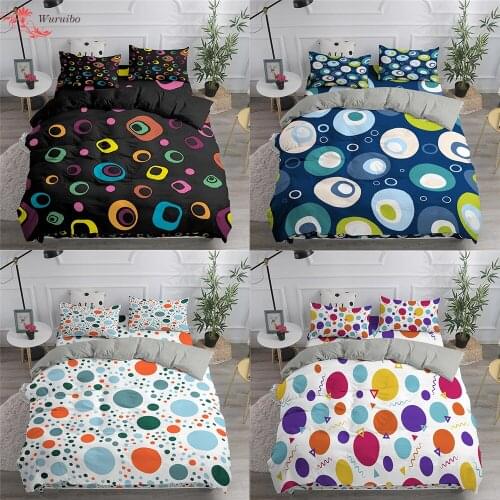 Colorful Dots Pattern Printed Bedding Set Nordic Geometry 240/220 Duvet Cover With Pillowcase Queen King Bed Cover NO Bed Sheet