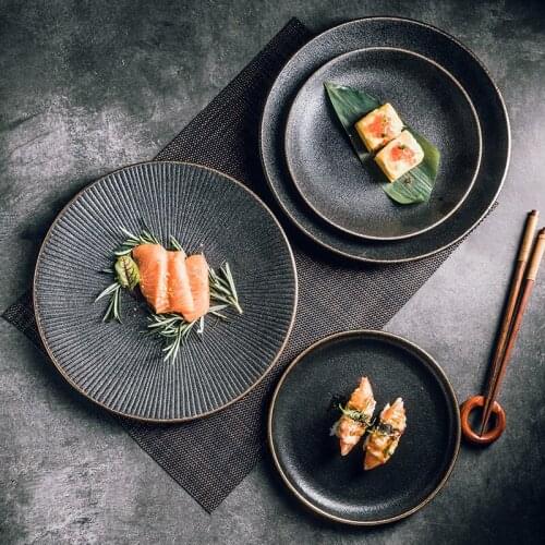 10 Inch Creative Frosted Black Western Plate Simple Fashion Ceramic Plate Restaurant Plate Rice Plate Steak Plate Sushi Plate