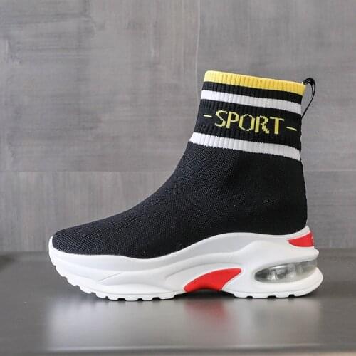TYDZSMT High Top Autumn Sock Shoes Sneakers Women Slip-on Black Chunky Sneakers Female Breathable Vulcanize Shoes Tenis Feminino