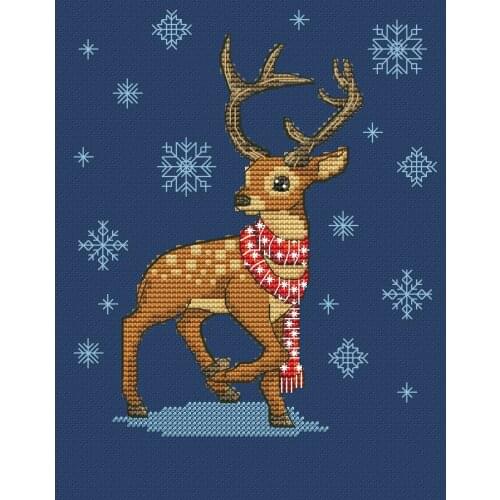 Stich Cross Stitch Kits Craft -Fawn in the Snow Snow Deer 23-26 Counted cross stitch Needlework Embroidery Cross-Stitching