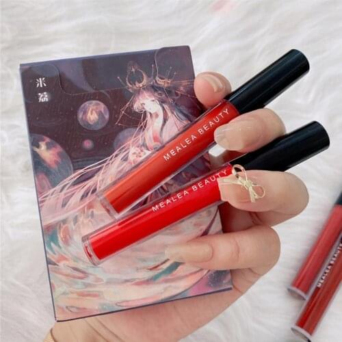 Chinese Style 5 Sticks Lip Glaze Set Students Are Not Easy To Fade Matte Matte Velvet Cigarette Case Lipstick Gift Box
