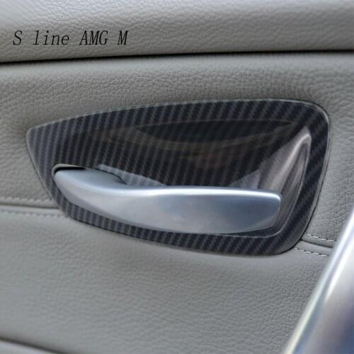 Carbon Fiber Interior Door Bowl Door handle Stickers and Decals Decoration Covers Car Styling For BMW 1 Series E81 Accessories
