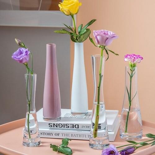 Glass vase decoration for home Decor crafts Tabletop small Creative Glass Vases color flower vase creative vase decoration
